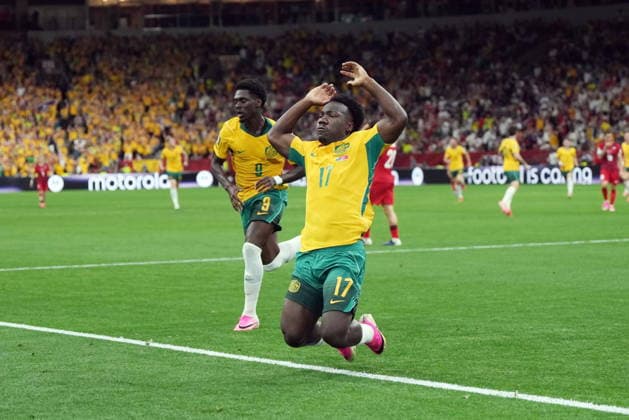 June 13, 2026, Vancouver, Bc, CANADA: Australia s Nestory Irankunda (17) celebrates his goal against Turkey during the first half of a World Cup Group D soccer match, in Vancouver, on Saturday, June 13, 2026. Canada News - June 13, 2026  - ZUMAc35_ 20260613_zaf_c35_200 Copyright: xDarrylxDyckx