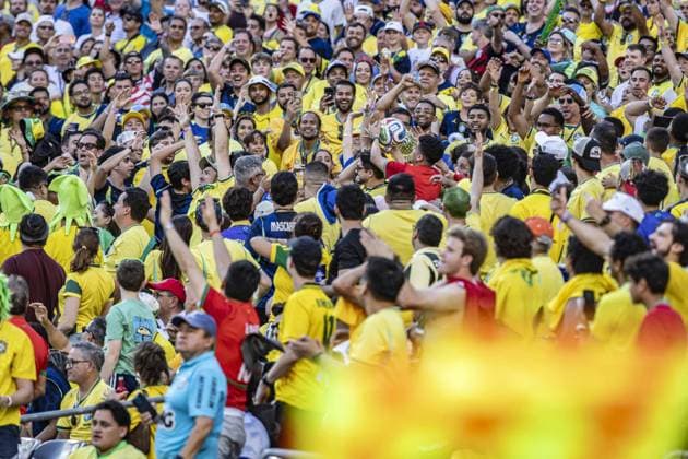 RECORD DATE NOT STATED match between Brazil and Morocco for the 2026 FIFA World Cup, WM, Weltmeisterschaft, Fussball New Jersey (NJ), June 13, 2026 - World Cup Brazil vs. Morocco - Fans at the match between Brazil and Morocco for the 2026 FIFA World Cup Group Stage, Round 1, at MetLife Stadium in New Jersey, USA, on the evening of Saturday, June 13, 2026.(Foto: Pedro Paulo Diaz Thenews2 imago images) SPO  Copyright: xPedroxPauloxDiazx