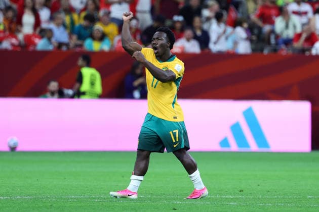 Nestory Irankunda celebrates scoring a goal during the FIFA World Cup, WM, Weltmeisterschaft, Fussball 2026 match between Australia and Turkey at BC Place, Vancouver, Canada on 13 June 2026. Copyright: xPeterxDovganx 45060034