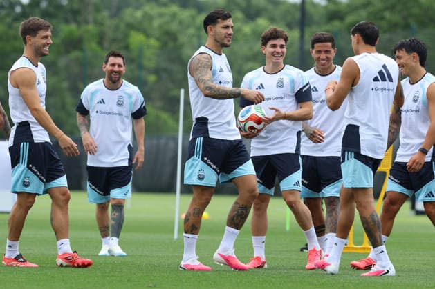 Argentina™s players take part in a training session during the 2026 FIFA World Cup, WM, Weltmeisterschaft, Fussball football tournament at Sporting KC Training Centre in Kansas City on June 13, 2026. ¨(Photo by Alejandro PAGNI PHOTOxPHOTO) KANSAS CITY UNITED STATES