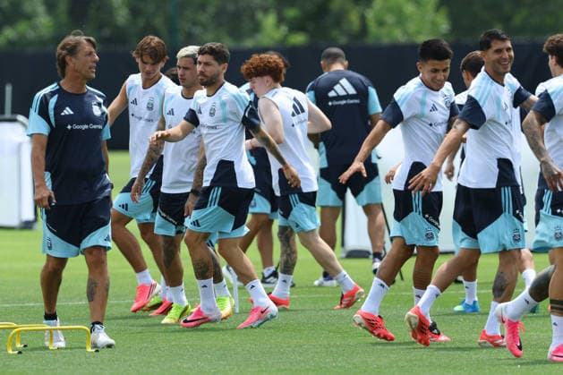 Argentina s players take part in a training session during the 2026 FIFA World Cup, WM, Weltmeisterschaft, Fussball football tournament at Sporting KC Training Centre in Kansas City on June 13, 2026. ¨(Photo by Alejandro PAGNI PHOTOxPHOTO) KANSAS CITY UNITED STATES