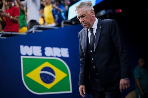 Brazil v Morocco - FIFA World Cup, WM, Weltmeisterschaft, Fussball 2026 Carlo Ancelotti, head coach of Brazil, walks out prior to the FIFA World Cup 2026 Group C football match between Brazil and Morocco. East Rutherford United States Copyright: xNicolòxCampox