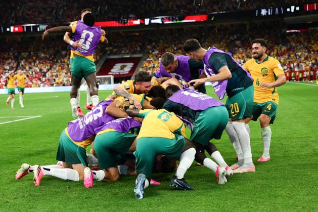 Connor Metcalfe of Australia scores a goal and celebrates with team mates during the FIFA World Cup, WM, Weltmeisterschaft, Fussball 2026 match between Australia and Turkey at BC Place, Vancouver, Canada on 13 June 2026. Copyright: xPeterxDovganx 45060062
