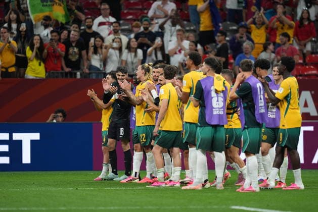 Australia v Turkiye - FIFA World Cup, WM, Weltmeisterschaft, Fussball 2026 - Group D VANCOUVER, CANADA - JUNE 13: Players of Australia celebrate after the 2026 FIFA World Cup First Stage Group D match between Australia and Turkiye at BC Place Stadium in Vancouver, Canada on June 13, 2026. Ercin Erturk Anadolu British Columbia Canada. Editorial use only. Please get in touch for any other usage.  Copyright: x2026xAnadoluxErcinxErturkx