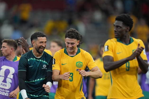 Australia v Turkiye - FIFA World Cup, WM, Weltmeisterschaft, Fussball 2026 - Group D VANCOUVER, CANADA - JUNE 13: Alessandro Circati (3) of Australia celebrates after winning the 2026 FIFA World Cup First Stage Group D match between Australia and Turkiye at BC Place Stadium in Vancouver, Canada on June 13, 2026. Ercin Erturk Anadolu British Columbia Canada. Editorial use only. Please get in touch for any other usage.  Copyright: x2026xAnadoluxErcinxErturkx