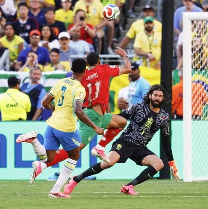 Football: 2026 World Cup Morocco s Ismael Saibari (C) scores the opening goal in the first half of a World Cup Group C football match against Brazil at New York New Jersey Stadium in East Rutherford, New Jersey, on June 13, 2026.  A14AA0005618650P
