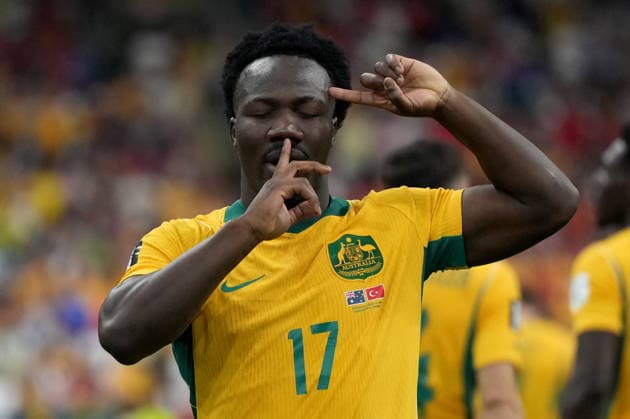 June 13, 2026, Vancouver, Bc, CANADA: Australia s Nestory Irankunda (17) celebrates his goal during first half group D World Cup soccer action against Turkey, in Vancouver, Saturday, June 13, 2026. AUSTRALIA V. TURKEY  - ZUMAc35_ 20260613_zaf_c35_231 Copyright: xDarrylxDyckx