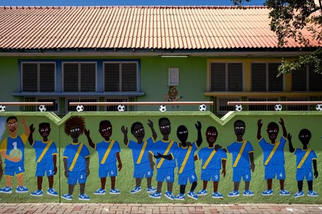 WILLEMSTAD - A mural related to the World Cup in the streetscape of Willemstad. For Curacao, the World Cup begins with a match against Germany. RAMON VAN FLYMEN ANP netherlands out - belgium out Willemstad xVIxxIVx 560949821 originalFilename: 0859065923st.jpg