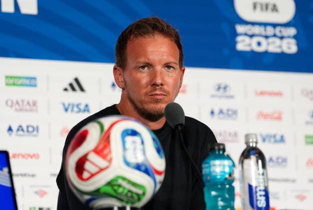 Julian Nagelsmann (Deutschland, Cheftrainer) nimmt an der Abschlusspressekonferenz vor dem Gruppenspiel gegen Curacao teil. USA, Deutsche Fussballnationalmannschaft, Pressekonferenz, Houston, 13.06.2026 USA, Deutsche Fussballnationalmannschaft, Pressekonferenz, Houston, 13.06.2026 Houston