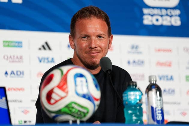 Julian Nagelsmann (Deutschland, Cheftrainer) nimmt an der Abschlusspressekonferenz vor dem Gruppenspiel gegen Curacao teil. USA, Deutsche Fussballnationalmannschaft, Pressekonferenz, Houston, 13.06.2026 USA, Deutsche Fussballnationalmannschaft, Pressekonferenz, Houston, 13.06.2026 Houston