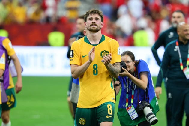 Connor Metcalfe of Australia celebrates the first up win over Türkiye 2-0 during the FIFA World Cup, WM, Weltmeisterschaft, Fussball 2026 match between Australia and Turkey at BC Place, Vancouver, Canada on 13 June 2026. Copyright: xPeterxDovganx 45060071