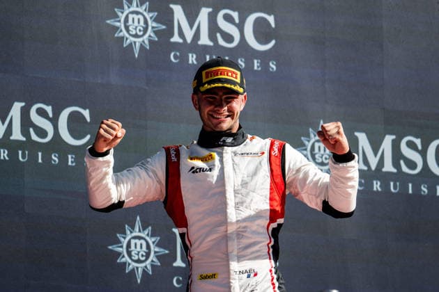 AUTO - FORMULA 3 2026 - BARCELONA NAEL ThÃ ophile (fra), Campos Racing, Dallara F3 2025, action podium during the 3rd round of the 2026 FIA Formula 3 Championship from June 12 to 14, 2026 on the Circuit de Barcelona-Catalunya, in Montmelo, Spain - MontmeloSpain  Copyright: xALBERTOxVIMERCATIx