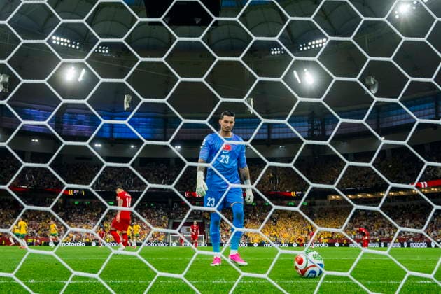 FIFA World Cup, WM, Weltmeisterschaft, Fussball 2026 - Group D - Australia vs Turkey Ugurcan Cakir of Turkey looks at the ball after it was scored by Nestory Irankunda of Australia in the first half during the FIFA World Cup 2026 group stage match Australia against Turkey, in Vancouver, Canada, 13 June 2026. VANCOUVER Canada  Copyright: xBOBxFRIDx