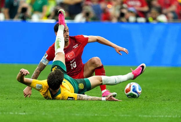 Australia v Turkiye - FIFA World Cup, WM, Weltmeisterschaft, Fussball 2026 - Group D VANCOUVER, CANADA - JUNE 13: Hakan Calhanoglu of Turkiye in action during the 2026 FIFA World Cup First Stage Group D match between Australia and Turkiye at BC Place Stadium in Vancouver, Canada on June 13, 2026. Ercin Erturk Anadolu Vancouver Canada. Editorial use only. Please get in touch for any other usage.  Copyright: x2026xAnadoluxErcinxErturkx