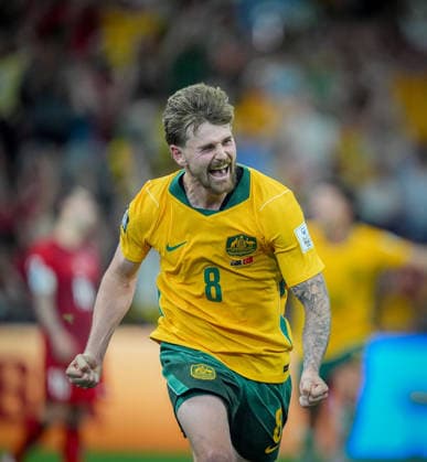 Australia v Turkiye - FIFA World Cup, WM, Weltmeisterschaft, Fussball 2026 - Group D VANCOUVER, CANADA - JUNE 13: Connor Metcalfe (8) of Australia celebrates after scoring a goal during the 2026 FIFA World Cup First Stage Group D match between Australia and Turkiye at BC Place Stadium in Vancouver, Canada on June 13, 2026. Ercin Erturk Anadolu Vancouver Canada. Editorial use only. Please get in touch for any other usage.  Copyright: x2026xAnadoluxErcinxErturkx