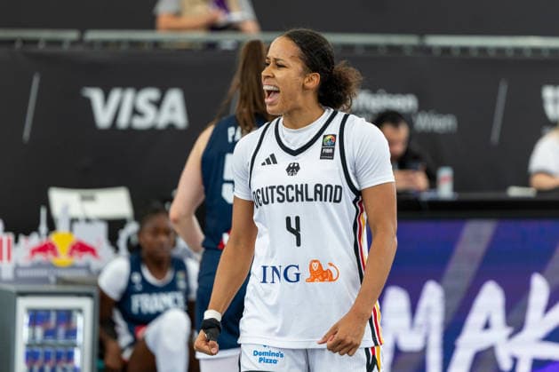 BASKETBALL - FIBA 3x3 World Tour VIENNA,AUSTRIA,14.JUN.26 - BASKETBALL - FIBA 3x3 World Tour. Image shows the rejoicing of Laura Zolper (GER).  GEPAxpictures xPhilippxBrem