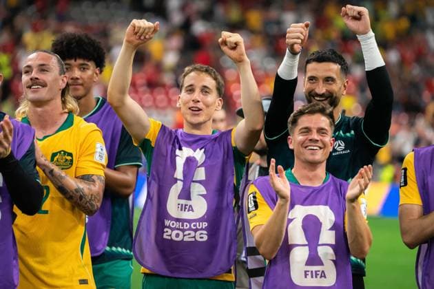 VANCOUVER, CANADA - JUNE 13: Team Australia celebrates after winning the FIFA World Cup, WM, Weltmeisterschaft, Fussball 2026 group stage match between Australia and Turkey at BC Place Stadium on June 13, 2026 in Vancouver, British Columbia, Canada.  Copyright: xAmyxElle SPPx Sportspressphoto_SPR166164