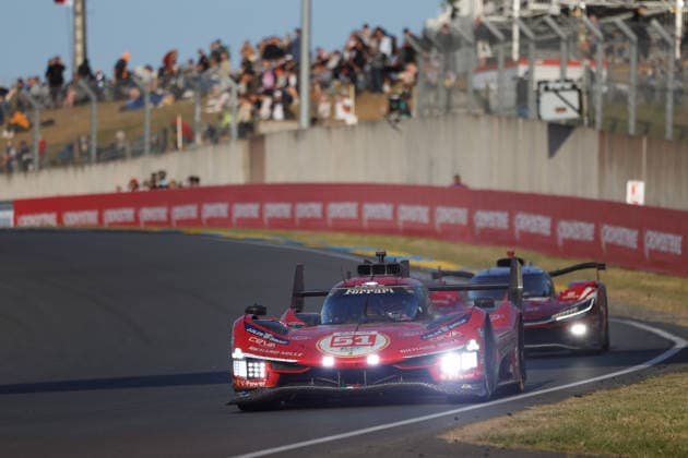 24 HEURES DU MANS 2026 - RACE - SUNDAY 51 PIER GUIDI Alessandro (ita), CALADO James (gbr), GIOVINAZZI Antonio (ita), Ferrari AF Corse, Ferrari 499P 51, Hypercar, action, during the 24 Hours of Le Mans 2026, 3rd round of the 2026 FIA World Endurance Championship, on June 14, 2026 on the Circuit des 24 Heures du Mans in Le Mans, France - Le MansFrance  Copyright: xFREDERICxLExFLOCxHx