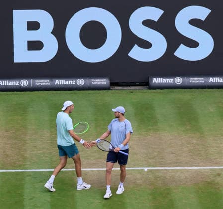 14.06.2026, Boss Open 2026, ATP, Tennis Herren Tour 250 Stuttgart, TTC Weissenhof, Tennis, im Bild: Jan-Lennard Struff (GER) und Yannick Hanfmann (GER)