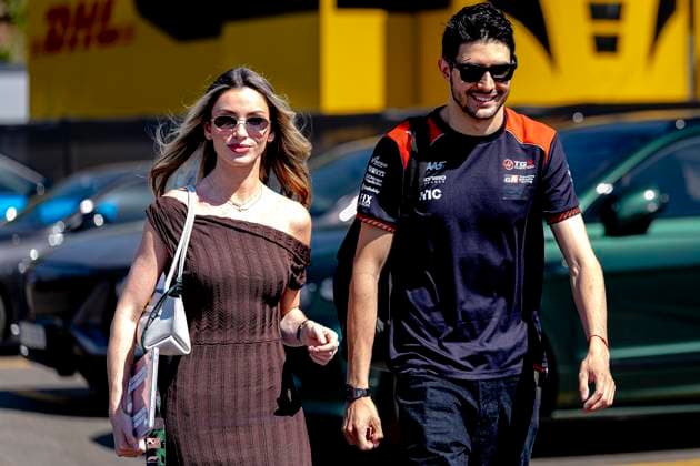 BARCELONA - Formula 1 driver Esteban Ocon of TGR Haas F1 Team and his girlfriend Flavy Barla during the Formula 1 Spain-Catalonia at the Circuit de Barcelona-Catalunya on June 14, 2026 in Barcelona, Spain. (Photo by DeFodi Images) -