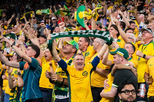 VANCOUVER, CANADA - JUNE 13: Fan supporters of Australia celebrates after the team scores their first goal during the FIFA World Cup, WM, Weltmeisterschaft, Fussball 2026 group stage match between Australia and Turkey at BC Place Stadium on June 13, 2026 in Vancouver, British Columbia, Canada.  Copyright: xAmyxElle SPPx Sportspressphoto_SPR166189
