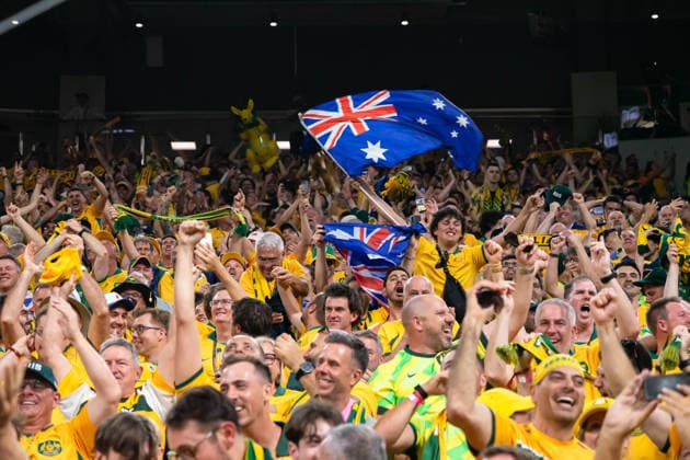 VANCOUVER, CANADA - JUNE 13: Fan supporters of Australia celebrates after the team scores their first goal during the FIFA World Cup, WM, Weltmeisterschaft, Fussball 2026 group stage match between Australia and Turkey at BC Place Stadium on June 13, 2026 in Vancouver, British Columbia, Canada.  Copyright: xAmyxElle SPPx Sportspressphoto_SPR166190