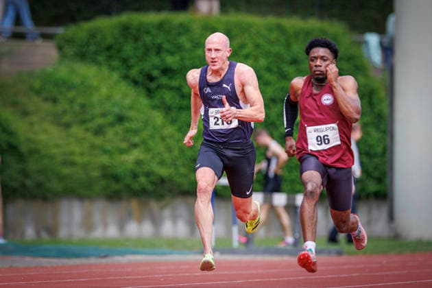 Nordrhein Meisterschaften 2026; Mönchengladbach, 14.06.2026 Moritz Völker (Cologne Athletics) und Benayahou David Kiangebeni (ASV Köln e. V.); Nordrhein Meisterschaften 2026 am 14.06.2026 im Grenzlandstadion, Mönchengladbach (Nordrhein-Westfalen).