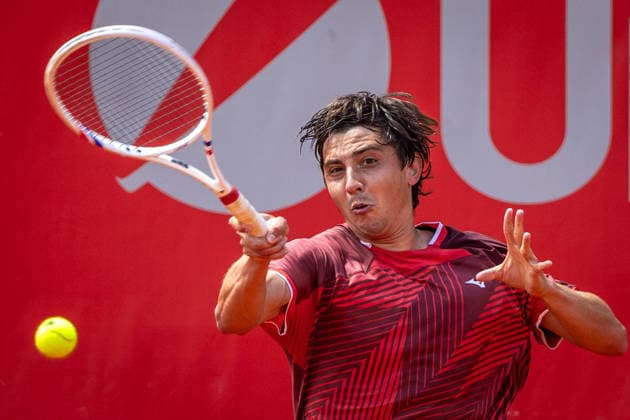 BRATISLAVA OPEN TENNIS ATP, Tennis Herren CHALLENGER Aleksandr Shevchenko (Kazakhstan) during final of ATP Tennis Challenger tour 100 Bratislava Open match against Taro Daniel (Japan). Tennis courts Slovan Bratislava, Bratislava, Slovakia, June 14, 2026. Photo by Branislav Racko Copyright: xx 080A4195
