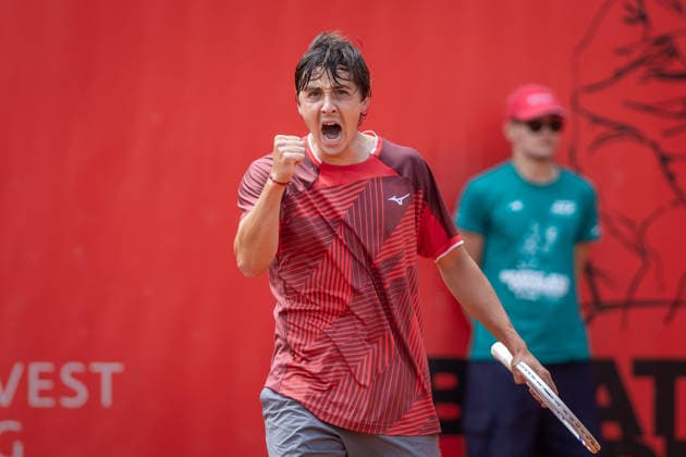 BRATISLAVA OPEN TENNIS ATP, Tennis Herren CHALLENGER Aleksandr Shevchenko (Kazakhstan) during final of ATP Tennis Challenger tour 100 Bratislava Open match against Taro Daniel (Japan). Tennis courts Slovan Bratislava, Bratislava, Slovakia, June 14, 2026. Photo by Branislav Racko Copyright: xx 080A4270
