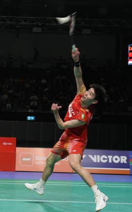 (260614) -- SYDNEY, June 14, 2026 -- Dong Tianyao of China competes during the men s singles final between Dong Tianyao of China and Alwi Farhan of Indonesia at the Australian Badminton Open 2026 in Sydney, Australia, June 14, 2026. ) (SP)AUSTRALIA-SYDNEY-BADMINTON-AUSTRALIAN OPEN-MEN S SINGLES-FINAL GongxBing 