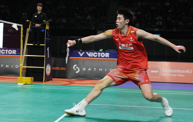 (260614) -- SYDNEY, June 14, 2026 -- Dong Tianyao of China competes during the men s singles final between Dong Tianyao of China and Alwi Farhan of Indonesia at the Australian Badminton Open 2026 in Sydney, Australia, June 14, 2026. ) (SP)AUSTRALIA-SYDNEY-BADMINTON-AUSTRALIAN OPEN-MEN S SINGLES-FINAL GongxBing 