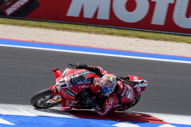 June 14, 2026, Misano Adriatico, Rimini, Italy: Nicolo BULEGA (ITA) riding for Aruba.it Racing - Ducati at turn 6 during the Superpole Race of 2026 WorldSBK Pirelli Emilia Romagna round 7 at the Misano World Circuit in Misano Adriatico (Rimini, Italy)..Credit: ZUMA Press Motorsports 2026: WorldSBK Misano: SPRINT RACE  - ZUMAr158 20260614_aap_r158_009 Copyright: xRiccardoxRighettix
