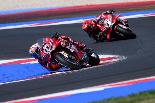 June 14, 2026, Misano Adriatico, Rimini, Italy: Nicolo BULEGA (ITA) riding for Aruba.it Racing - Ducati at turn 5 during the Superpole Race of 2026 WorldSBK Pirelli Emilia Romagna round 7 at the Misano World Circuit in Misano Adriatico (Rimini, Italy)..The Italian rider concluded the sprint race in first position..Credit: ZUMA Press Motorsports 2026: WorldSBK Misano: SPRINT RACE  - ZUMAr158 20260614_aap_r158_014 Copyright: xRiccardoxRighettix