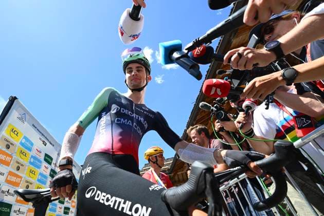 Tour Auvergne - Rhone-Alpes 2026 Stage 8 PLATEAU DE SOLAISON - BRISON, FRANCE - JUNE 14 : Seixas Paul (FRA) of Decathlon CMA CGM Team during stage 8 of the 78th edition of Tour Auvergne - Rhone-Alpes an UCI World Tour 2.UWT cycling road race stage for Men Elite of 120.1 km with start in Beaufort and finish in Plateau de Solaison - Brison on June 14, 2026 in Plateau de Solaison - Brison, France, 14 06 2026 ( Motordriver Guy De Vuyst - Plateau de Solaison - Brison France  Copyright: xVincentxKalutx