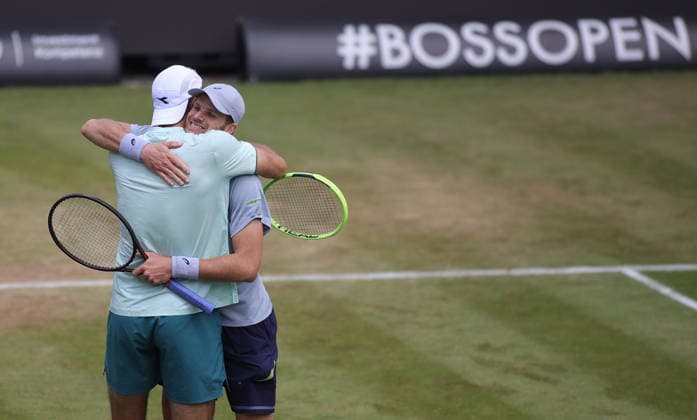 14.06.2026, Boss Open 2026, ATP, Tennis Herren Tour 250 Stuttgart, TTC Weissenhof, Tennis, im Bild: Doppel Final 2026 bei Boss Open, Jan-Lennard Struff (GER) und Yannick Hanfmann (GER) Sieger