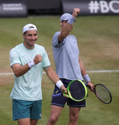 14.06.2026, Boss Open 2026, ATP, Tennis Herren Tour 250 Stuttgart, TTC Weissenhof, Tennis, im Bild: Doppel Final 2026 bei Boss Open, Jan-Lennard Struff (GER) und Yannick Hanfmann (GER) Sieger