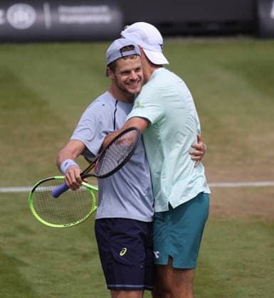 14.06.2026, Boss Open 2026, ATP, Tennis Herren Tour 250 Stuttgart, TTC Weissenhof, Tennis, im Bild: Doppel Final 2026 bei Boss Open, Jan-Lennard Struff (GER) und Yannick Hanfmann (GER) Sieger