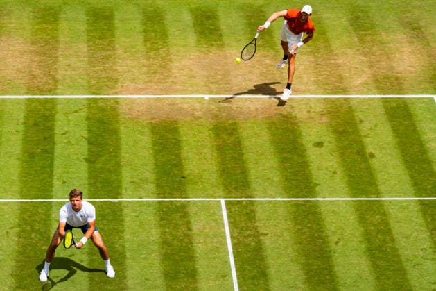 Stuttgart, GERMANY - June 14: Daniil Glinka (EST) and Stefanos Sakellaridis (GRC) during the Singles Final Match between Daniil Glinka (EST) and Stefanos Sakellaridis (GRC) vs. Yannik Hanfmann (GER) and Jan-Lennard Struff (GER) at BOSS OPEN 2026, Tennisanlage Weissenhof on June 14, 2026 in Stuttgart, Germany. Baden-Württemberg Germany Copyright: xTimoxSteinx