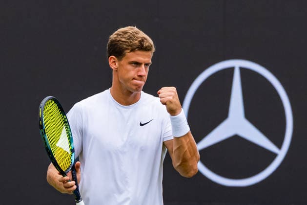 Stuttgart, GERMANY - June 14: Daniil Glinka (EST) during the Singles Final Match between Daniil Glinka (EST) and Stefanos Sakellaridis (GRC) vs. Yannik Hanfmann (GER) and Jan-Lennard Struff (GER) at BOSS OPEN 2026, Tennisanlage Weissenhof on June 14, 2026 in Stuttgart, Germany. Baden-Württemberg Germany Copyright: xTimoxSteinx