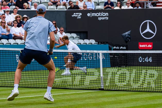 Stuttgart, GERMANY - June 14: Daniil Glinka (EST) and Yannik Hanfmann (GER) during the Doubles Final Match between Daniil Glinka (EST) and Stefanos Sakellaridis (GRC) vs. Yannik Hanfmann (GER) and Jan-Lennard Struff (GER) at BOSS OPEN 2026, Tennisanlage Weissenhof on June 14, 2026 in Stuttgart, Germany. Baden-Württemberg Germany Copyright: xTimoxSteinx