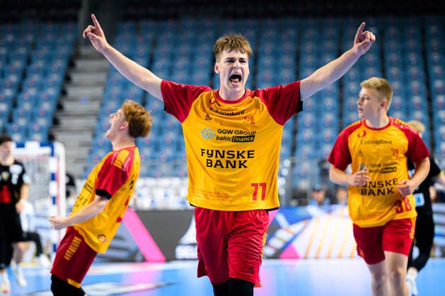 Koeln, Deutschland: Handball EHF Youth Club Trophy - Finale - Fuechse Berlin - GOG Nicolas Sorensen Hedberg (GOG) Jubel Freude Emotion Koeln Lanxess Arena Nordrhein-Westfalen Deutschland