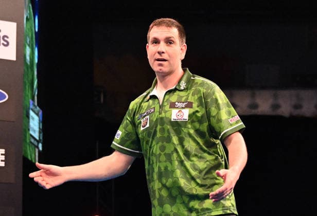 14.06.2026, xhbx, Dart World Cup of Darts 2026, v.l. William O Connor (Irland) (DFL DFB REGULATIONS PROHIBIT ANY USE OF PHOTOGRAPHS as IMAGE SEQUENCES and or QUASI-VIDEO) Frankfurt
