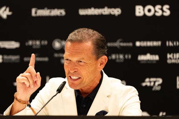 Stuttgart, GERMANY - June 14: Daniel Grieder (CEO Hugo Boss AG) during the closing Pressconference at BOSS OPEN 2026, Tennisanlage Weissenhof on June 14, 2026 in Stuttgart, Germany. Baden-Württemberg Germany Copyright: xTimoxSteinx