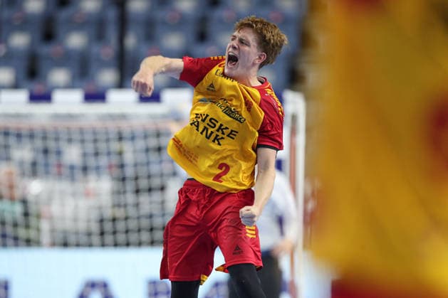 14.06.2026, xtgx, Handball, EHF Youth Trophy Finale, Füchse Berlin - GOG Handbold v.l. Emil Kvistgaard Bak (GOG) Jubel, Torjubel, jubelt ueber das Tor, celebrate the goal, celebration Koeln