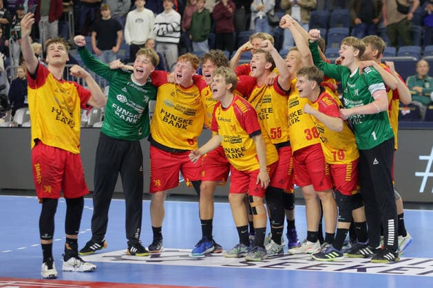 14.06.2026, xtgx, Handball, EHF Youth Trophy Finale, Füchse Berlin - GOG Handbold v.l. GOG Jubel ueber den Sieg, Jubel nach Spielende Koeln