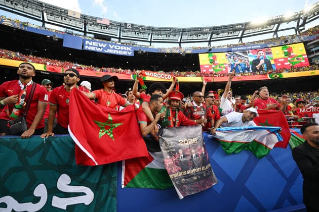 Fußball, Herren, FIFA World Cup, WM, Weltmeisterschaft, Fussball 2026 in Mexiko, Kanada und USA, Spiel in New York New Jersey (Gruppe C, 1. Spieltag), Brasilien - Marokko (1:1), Fans Marokko , 13.06. 2026, *** Soccer, Men, FIFA World Cup 2026 in Mexico, Canada and USA, Match in New York New Jersey Group C, 1 Matchday , Brazil Morocco 1 1 , Fans Morocco , 13 06 2026, Copyright: xMatthiasxKochx