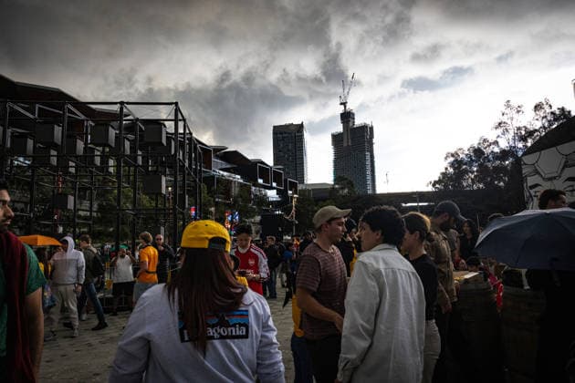 WORLD CUP LIVE SITE, A storm approaches during the FIFA World Cup, WM, Weltmeisterschaft, Fussball Group D Australia versus Tu?rkiye match live site at Tumbalong Park in Sydney, Sunday, June 14, 2026. ( NO ARCHIVING SYDNEY NEW SOUTH WALES Australia  Copyright: xNADIRxKINANIx 20260614176061023294