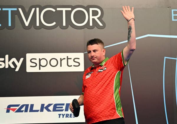 14.06.2026, xhbx, Dart World Cup of Darts 2026, v.l. Nick Kenny (Wales) (DFL DFB REGULATIONS PROHIBIT ANY USE OF PHOTOGRAPHS as IMAGE SEQUENCES and or QUASI-VIDEO) Frankfurt
