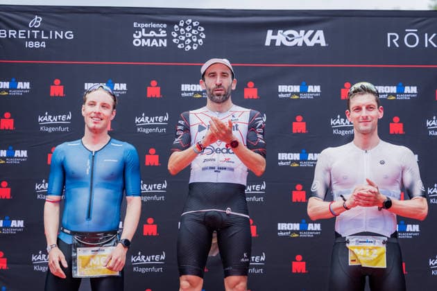 TRIATHLON - Ironman Austria 2026 KLAGENFURT,AUSTRIA,14.JUN.26 - TRIATHLON - Ironman Kaernten-Klagenfurt. Image shows Jon Saeveras Breivold (NOR), Mattia Ceccarelli (ITA) and Florian Angert (GER).  GEPAxpictures xMatthiasxTrinkl