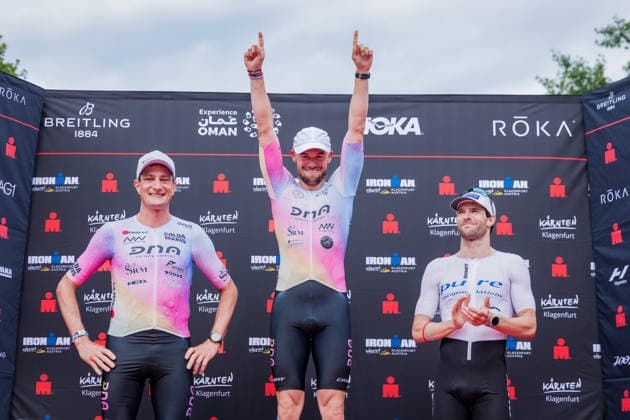 TRIATHLON - Ironman Austria 2026 KLAGENFURT,AUSTRIA,14.JUN.26 - TRIATHLON - Ironman Kaernten-Klagenfurt. Image shows Michael Weiss, Sebastian Aschenbrenner and Luis Knabl (AUT).  GEPAxpictures xMatthiasxTrinkl
